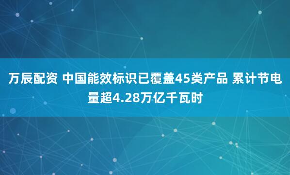 万辰配资 中国能效标识已覆盖45类产品 累计节电量超4.28万亿千瓦时